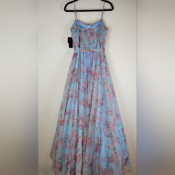 NWT City Studios Juniors Floral Print Bustier Gown in Sky Rose Size 15/16 - Picture 5 of 12